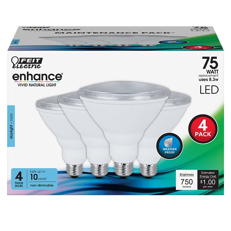 Feit Electric PAR38/950CA10K/MP/4 LED Bulb, Flood/Spotlight, PAR38 Lamp, 75 W Equivalent, E26 Lamp Base, Daylight Light