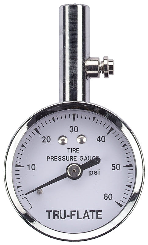 Tru-Flate 17-551 Tire Gauge, 10 to 60 psi, Steel Gauge Case