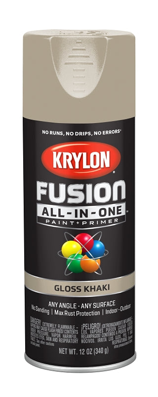 Krylon K02713007 Spray Paint, Gloss, Khaki, 12 oz, Can