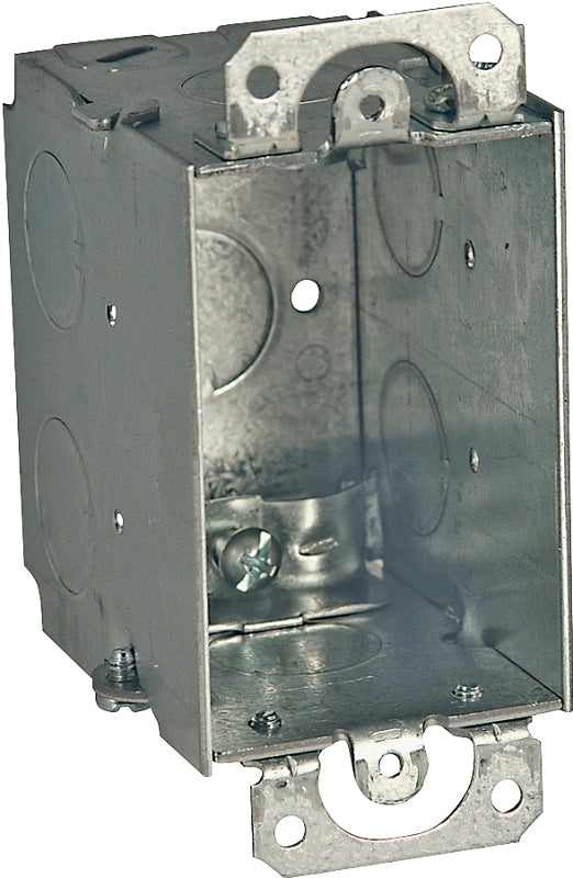 Raco 567 Switch Box, 1-Gang, 1-Outlet, 7-Knockout, 1/2 in Knockout, Steel, Gray, Galvanized