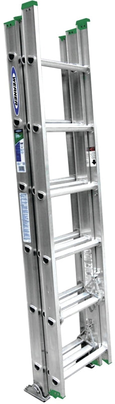 Werner D1216-3 Extension Ladder, 15 ft H Reach, 225 lb, Aluminum
