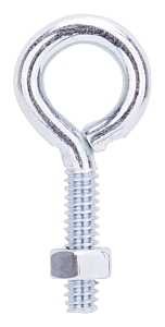 ProSource LR265 Eye Bolt, 4.5 mm Thread, Machine Thread, 3/4 in L Thread, 11/16 in Dia Eye, 79 lb Working Load, Steel