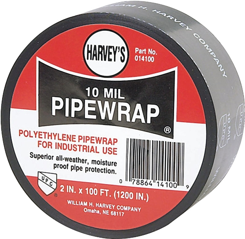 Harvey 14100 Pipe Wrap, 100 ft L, 2 in W, 10 mil Thick, Black