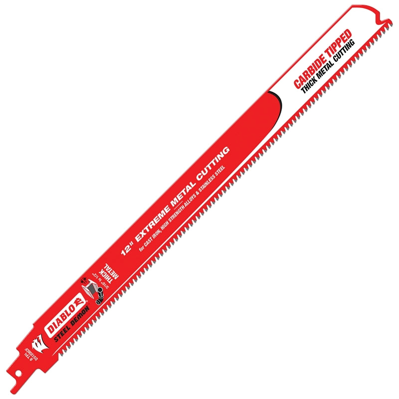 Diablo DS1208CF Reciprocating Saw Blade, 1 in W, 12 in L, 8 TPI, Carbide Cutting Edge