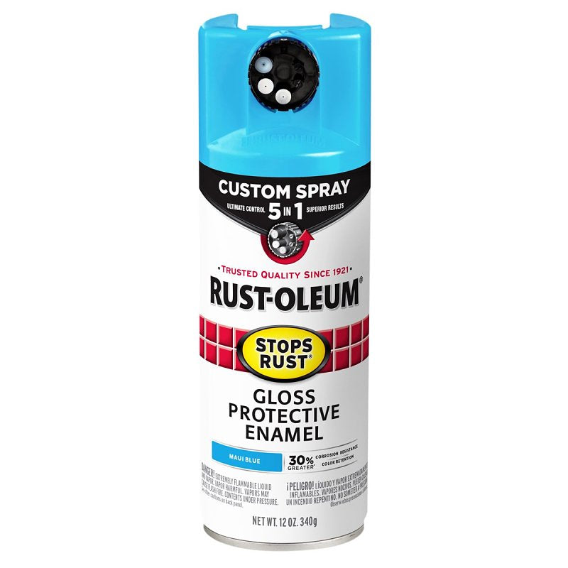 Stops Rust 376907 Rust Preventative Spray Paint, Gloss, Maui Blue, 12 oz, Can