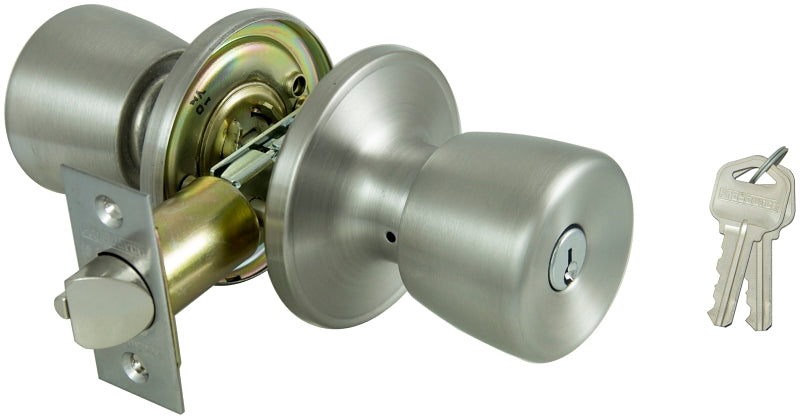 ProSource Entry Knob, Stainless Steel, Brass, KW1 Keyway, 3 Grade