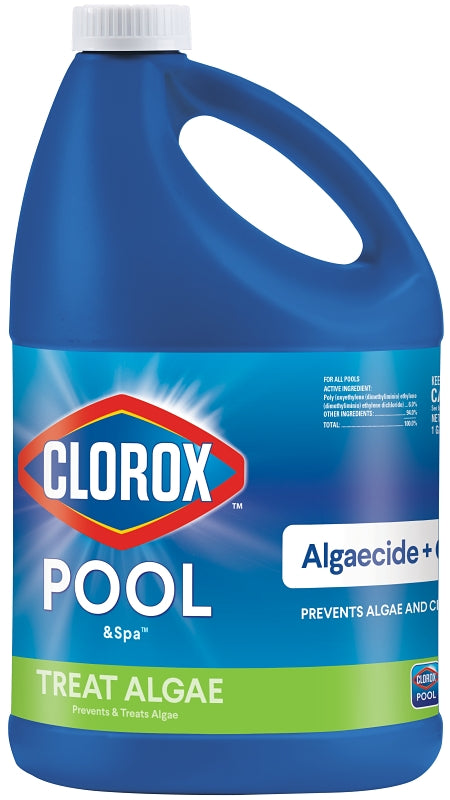 Clorox 42128CLX Algaecide and Clarifier, 128 oz, Liquid, Mild, Blue/Green