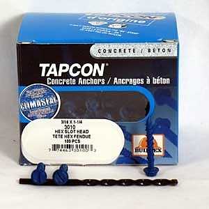 Buildex Tapcon 3060 Concrete Screw Anchor, 3/16 in Dia, 1-1/4 to 4 in L, Stainless Steel, Climaseal, 100/BX