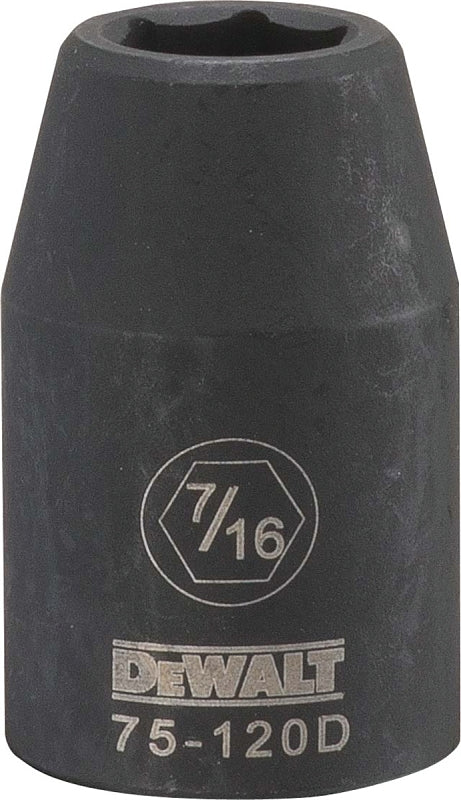 DeWALT DWMT75120OSP Deep Impact Socket, 7/16 in Socket, 1/2 in Drive, 6-Point, Steel, Black Oxide