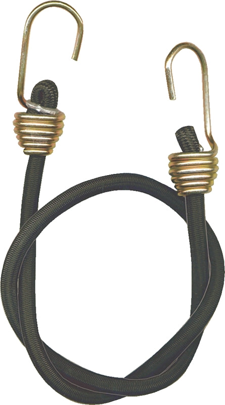 Keeper 06180 Bungee Cord, 13/32 in Dia, 24 in L, Rubber, Black, Hook End