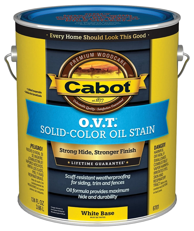 Cabot O.V.T. 140.0006701.007 Oil Stain, Flat, White, Liquid, 1 gal