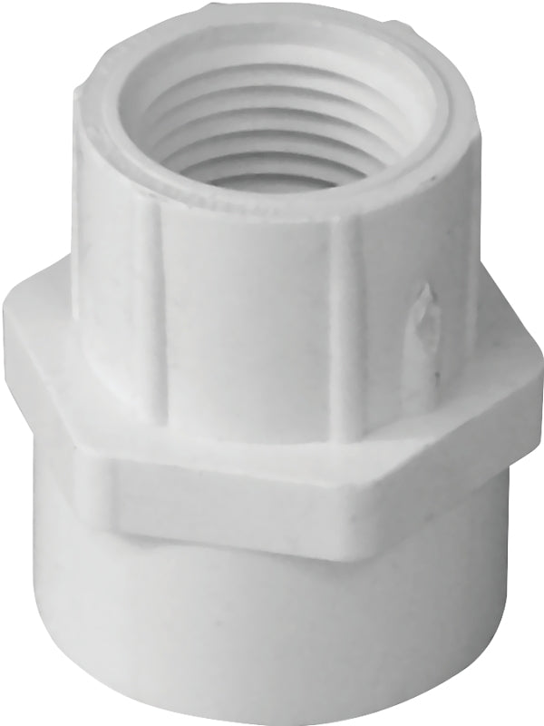 IPEX 435958 Reducing Pipe Adapter, 1 x 3/4 in, Socket x FPT, PVC, White, SCH 40 Schedule, 150 psi Pressure