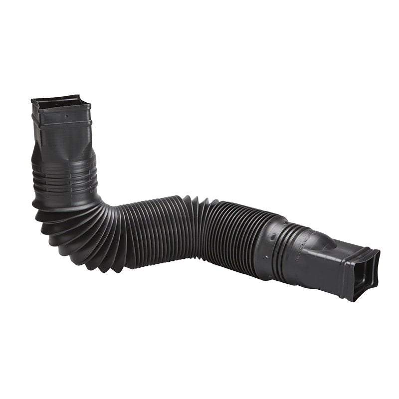 Amerimax 85015 Downspout Extension, 55 in L Extended, Vinyl, Black, For: 2 x 3 in or 3 x 4 in Downspouts