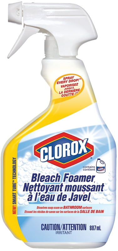 Clorox 01397FRM1 Disinfectant Bleach Foamer, 887 mL Bottle, Liquid, Bleach, Herbaceous, Marine, Pale Yellow