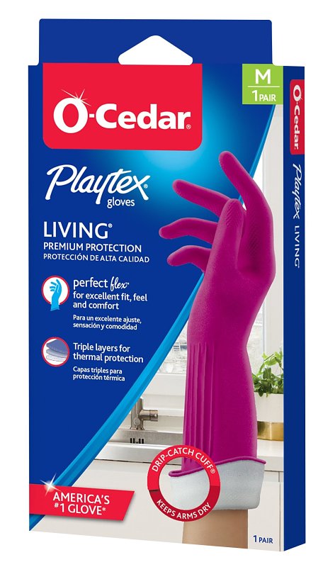 Playtex Living 166119 Reusable Gloves, M, Latex/Neoprene/Nitrile, Gray