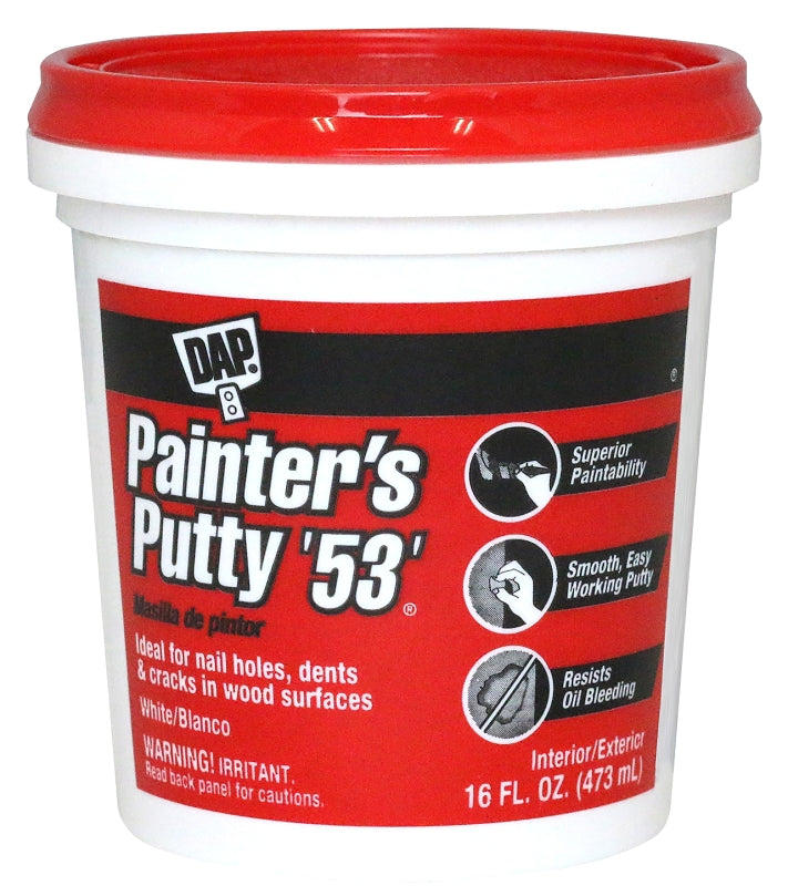 DAP 12242 Painter's Putty, Paste, Musty, White, 1 pt Tub