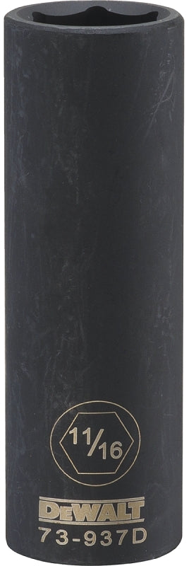 DeWALT DWMT73937OSP Impact Socket, 11/16 in Socket, 1/2 in Drive, 6-Point, CR-440 Steel, Black Oxide