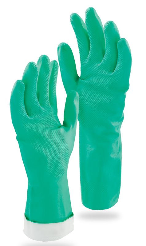 Libman 1318 Heavy-Duty Reusable Gloves, M, 13 in L, Nitrile, Green