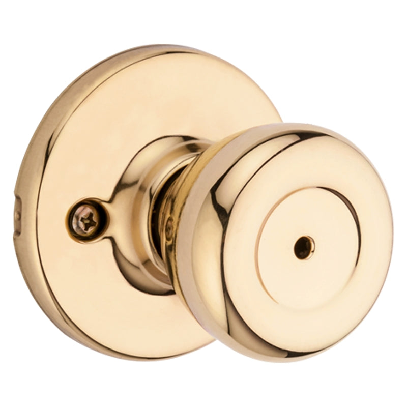 Kwikset 300T 3CP Privacy Lockset, Polished Brass, For: Bedroom and Bathroom Doors