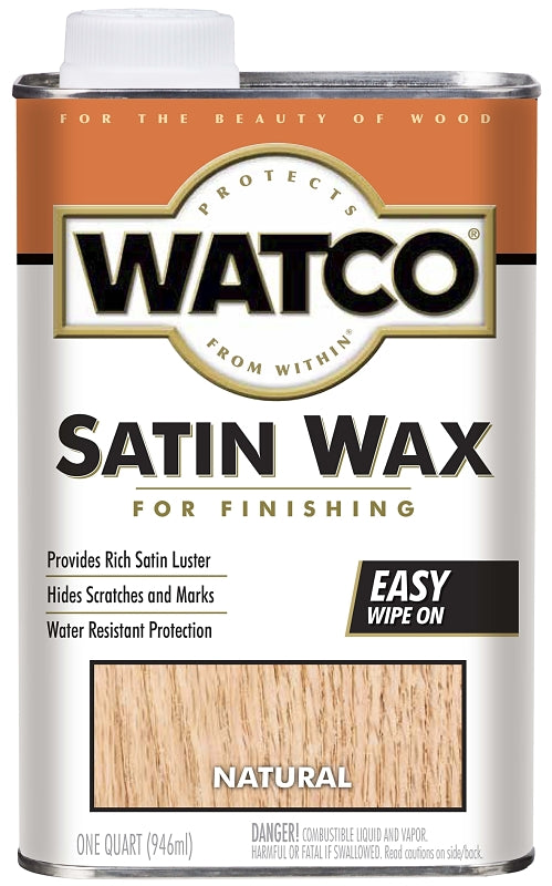 Watco 67041 Finishing Wax, Natural Satin, Liquid, 1 qt, Can