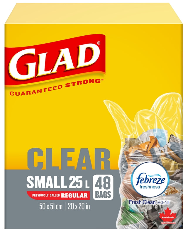 Glad 30218FRM1 Garbage Bag, 25 L, Clear