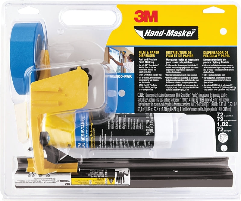 3M Hand-Masker M3000PAK Pre-Loaded Dispenser, 2 in Max Tape W