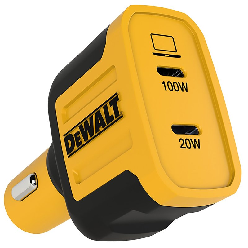 DEWALT 141 0484 DW2 2-Port PPS PD Car Charger, Type C Plug, Black/Yellow