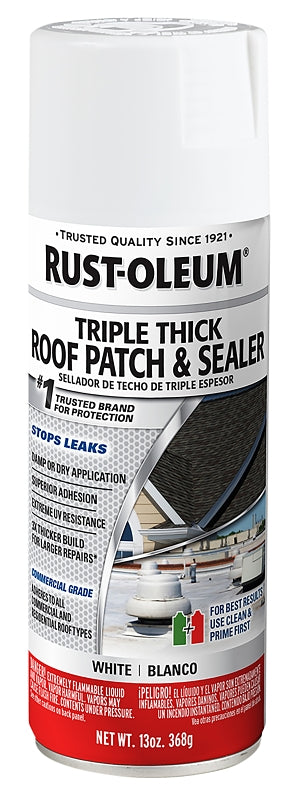 Rust-Oleum 345814 Roof Patch and Sealer, White, Liquid, 12 oz, Aerosol Can