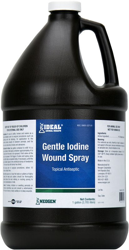 Neogen 79215 Gentle Iodine Wound, Liquid, Dark Brown, Pungent, Slightly Metallic, Sulfur, 1 gal