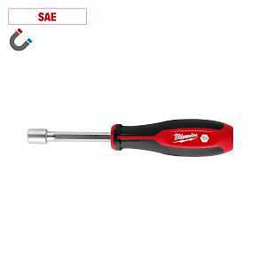 Milwaukee HollowCore Series 48-22-2553 Nut Driver, 11/32 in Drive, 7.2 in OAL, Tri-Lobe Handle, Red Handle, Magnetic