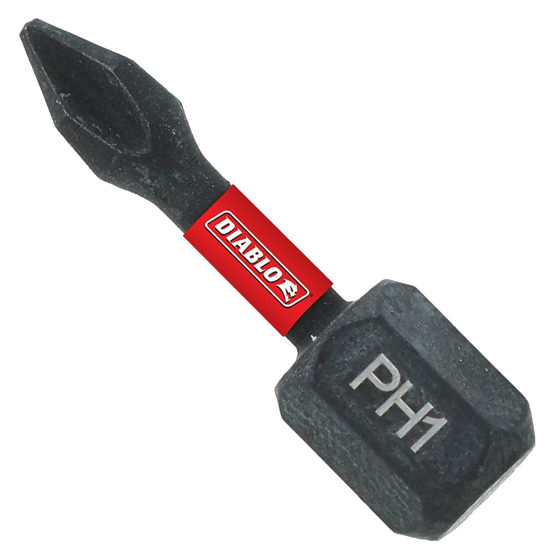 Diablo DPH11P5 Screwdriver Insert Bit, #1 Drive, Phillips Drive, 1 in L, 5/PK