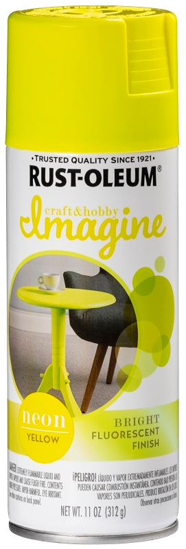 Rust-Oleum Imagine 354001 Craft Spray Paint, Neon, Yellow, 11 oz