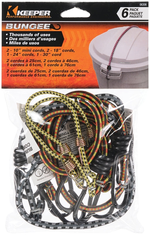 Keeper 06306 Bungee Cord, Rubber, Hook End