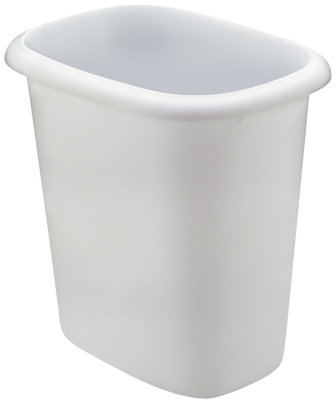 Rubbermaid FG295300 WHT Waste Basket, 6 qt Capacity, Plastic, White, 9 in H