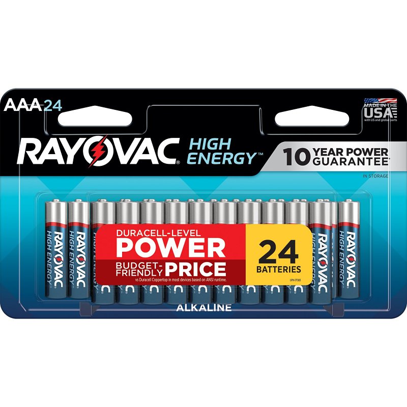 Rayovac HIGH ENERGY 824-24LTK Battery, 1.5 V Battery, AAA Battery, Alkaline