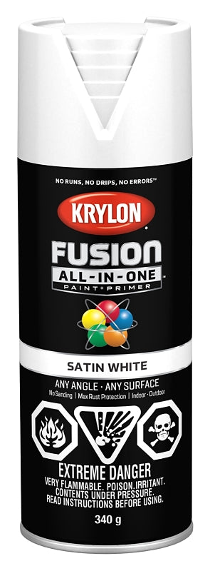 Krylon 427530007 Spray Paint, Satin, White, 12 oz, Can