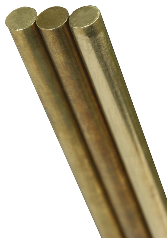 K & S 1165 Decorative Metal Rod, 1/4 in Dia, 36 in L, 260 Brass, 260 Grade