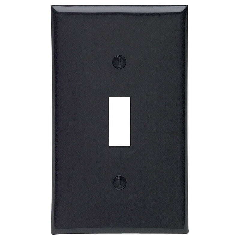 Leviton 015-80701-00E Wallplate, 4-1/2 in L, 2-3/4 in W, 1 -Gang, Nylon, Black, Smooth