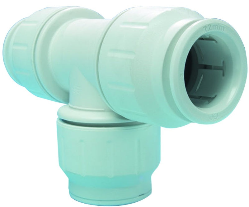 Speedfit PEI0220P Union Pipe Tee, 1/2 in, Push-Fit, Polyethylene, White, 80 to 160 psi Pressure