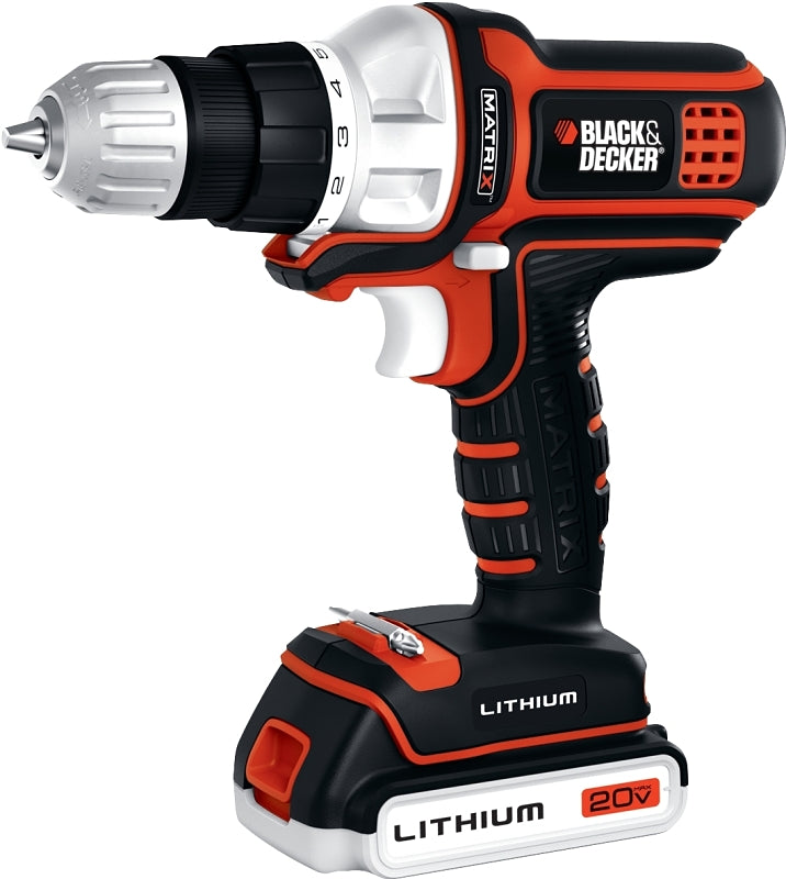 Black+Decker BDCDMT120C Drill/Driver, Battery Included, 20 V, 3/8 in Chuck, Keyless Chuck