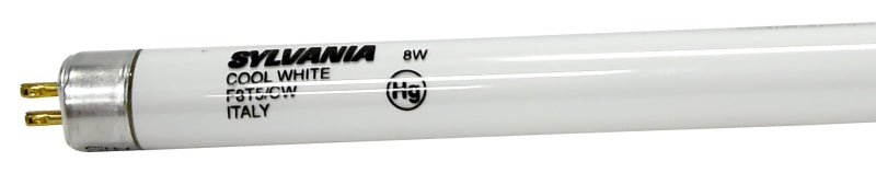 Sylvania 20834 Fluorescent Bulb, 8 W, T5 Lamp, Miniature G5 Lamp Base, 390 Lumens, 4000 K Color Temp, Cool White Light