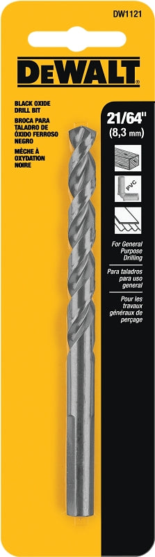 DeWALT DW1121 Jobber Drill Bit, 21/64 in Dia, 4-5/8 in OAL, Parabolic Flute, 21/64 in Dia Shank, Round Shank