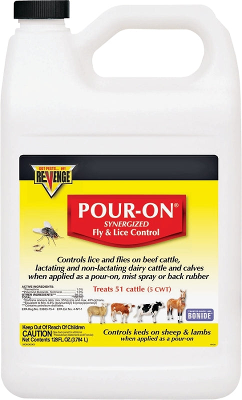 Bonide REVENGE 46430 Fly and Lice Control, Liquid, Pour-On, Spray Application, 1 gal