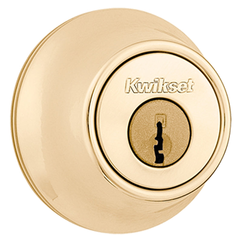 Kwikset 6603RCALRCSK3BX Deadbolt, Polished Brass, 2-3/8 to 2-3/4 in Backset, K3 Keyway