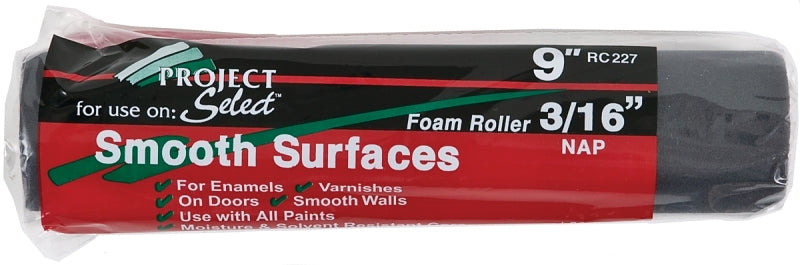 Linzer RC 227 Paint Roller Cover, 3/16 in Thick Nap, 9 in L, Foam Cover