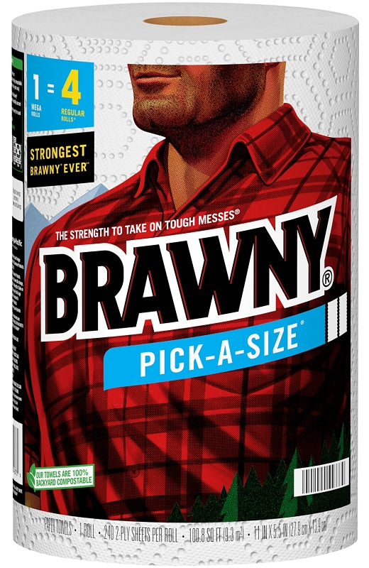 Brawny Pick-A-Size 44373 Paper Towel, 5-1/2 in L, 11 in W, 2-Ply, 1/PK