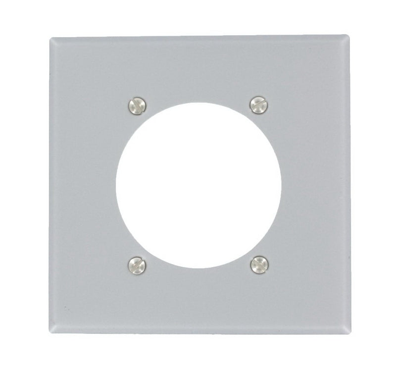 Leviton S701-GY Single Receptacle Wallplate, 4-1/2 in L, 4-9/16 in W, 2 -Gang, Steel, Aluminum, Flush Mounting