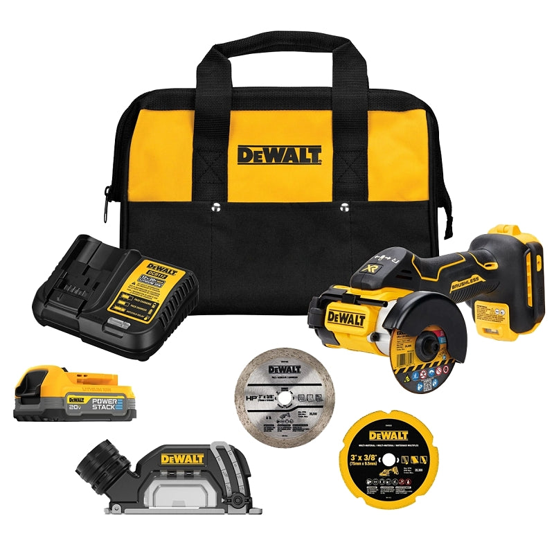 DeWALT DCS438E1 Cordless Angle Grinder, Battery Included, 20 V, 3 in Dia Blade, 20,000 rpm Speed