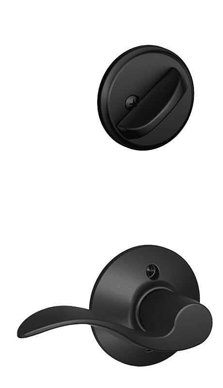 Schlage F59ACC622RH Handleset Interior Trim, 1 Grade, Mechanical Lock, Metal, Matte Black, Lever Handle, Residential