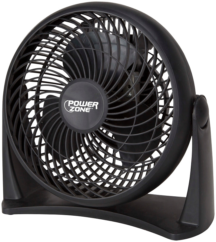 PowerZone AC-08 Turbo Fan, 120 VAC, 8 in Dia Blade, 3-Blade, 3-Speed, 90 deg Rotating, Black